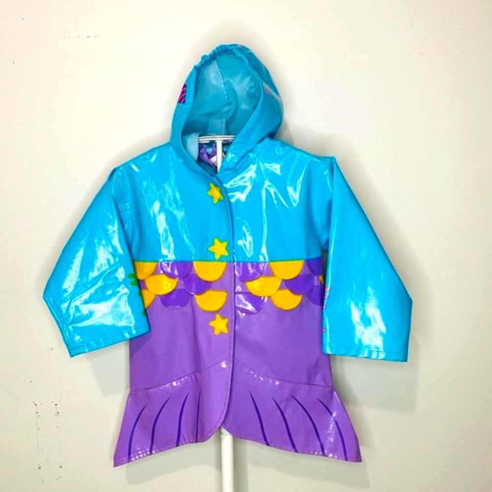 Little Girls Kidorable purple & blue Mermaid 🧜‍♀️ PVC Raincoat Size 3T